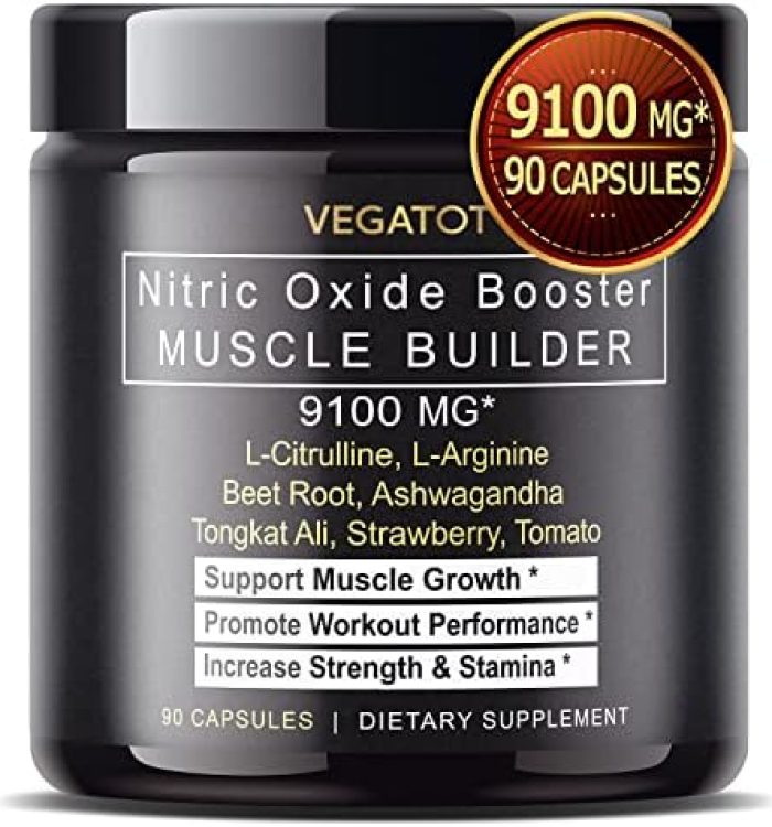 VEGATOT 11 in 1 Muscle Builder 9,100MG Nitric Oxide Supplement with L-Arginine